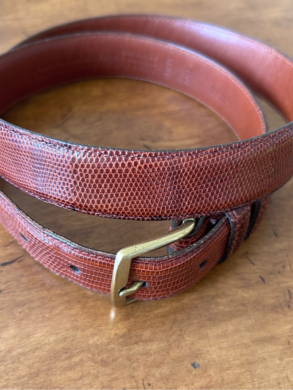 Coach Cognac Lizard Belt, Size 36
